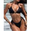image:imageWomens 2 Piece Cheeky Bikini Set Sparkly Sequin Beaded Triangle Bathing Suit String Thong SwimsuitBlack