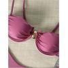 image:imageWomens 2 Piece Cheeky Bikini Sets Metal Decor Underwire Bra High Cut Thong Swimsuit SwimwearDusty Pink