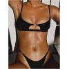 image:imageWomens 2 Piece Elegant Bikini Sets Lace Up Cut Out Bras and Thongs Beachwear SetBlack