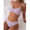 image:imageWomens 2 Piece Floral Bikini Sets V Neck Bras and Mid Rise Panties Swimwear Beach WearMulticolor