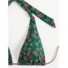 image:imageWomens 2 Piece Floral Plaid Swimsuit Halter Triangle Bathing Suit Bowknot Tie Side Bikini SetsGreen