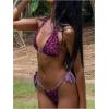 image:imageWomens 2 Piece Floral Plaid Swimsuit Halter Triangle Bathing Suit Bowknot Tie Side Bikini SetsPurple