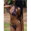 image:imageWomens 2 Piece Floral Plaid Swimsuit Halter Triangle Bathing Suit Bowknot Tie Side Bikini SetsPurple Yellow