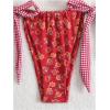 image:imageWomens 2 Piece Floral Plaid Swimsuit Halter Triangle Bathing Suit Bowknot Tie Side Bikini SetsRed