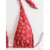 image:imageWomens 2 Piece Floral Plaid Swimsuit Halter Triangle Bathing Suit Bowknot Tie Side Bikini SetsRed