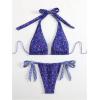 image:imageWomens 2 Piece Floral Plaid Swimsuit Halter Triangle Bathing Suit Bowknot Tie Side Bikini SetsRoyal Blue