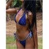 image:imageWomens 2 Piece Floral Plaid Swimsuit Halter Triangle Bathing Suit Bowknot Tie Side Bikini SetsRoyal Blue