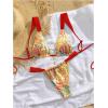 image:imageWomens 2 Piece Leopard Floral Bathing Suit Wireless Triangle Swimsuit High Waisted Bikini SetsPaisley Red