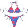 image:imageWomens 2 Piece Leopard Floral Bikini Sets Halter Triangle String Bathing Suit Starfish Metal SwimsuitsBlue and Pink