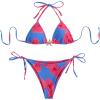 image:imageWomens 2 Piece Leopard Floral Bikini Sets Halter Triangle String Bathing Suit Starfish Metal SwimsuitsBlue and Pink