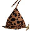 image:imageWomens 2 Piece Leopard Floral Bikini Sets Halter Triangle String Bathing Suit Starfish Metal SwimsuitsCheetah Brown