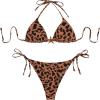 image:imageWomens 2 Piece Leopard Floral Bikini Sets Halter Triangle String Bathing Suit Starfish Metal SwimsuitsCheetah Brown