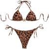 image:imageWomens 2 Piece Leopard Floral Bikini Sets Halter Triangle String Bathing Suit Starfish Metal SwimsuitsCheetah Brown
