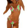 image:imageWomens 2 Piece Leopard Floral Bikini Sets Halter Triangle String Bathing Suit Starfish Metal SwimsuitsGreen and Pink