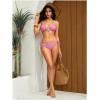 image:imageWomens 2 Piece Leopard Floral Bikini Sets Halter Triangle String Bathing Suit Starfish Metal SwimsuitsHot Pink