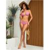 image:imageWomens 2 Piece Leopard Floral Bikini Sets Halter Triangle String Bathing Suit Starfish Metal SwimsuitsHot Pink