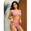 image:imageWomens 2 Piece Leopard Floral Bikini Sets Halter Triangle String Bathing Suit Starfish Metal SwimsuitsHot Pink