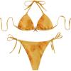 image:imageWomens 2 Piece Leopard Floral Bikini Sets Halter Triangle String Bathing Suit Starfish Metal SwimsuitsLight Yellow