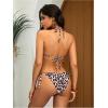image:imageWomens 2 Piece Leopard Floral Bikini Sets Halter Triangle String Bathing Suit Starfish Metal SwimsuitsMulticolor Cheetah