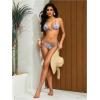 image:imageWomens 2 Piece Leopard Floral Bikini Sets Halter Triangle String Bathing Suit Starfish Metal SwimsuitsMulticolor Floral