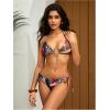 image:imageWomens 2 Piece Leopard Floral Bikini Sets Halter Triangle String Bathing Suit Starfish Metal SwimsuitsMulticolor Leopard