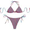 image:imageWomens 2 Piece Leopard Floral Bikini Sets Halter Triangle String Bathing Suit Starfish Metal SwimsuitsMulticolor Striped