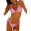 image:imageWomens 2 Piece Leopard Floral Bikini Sets Halter Triangle String Bathing Suit Starfish Metal SwimsuitsPink and White