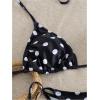image:imageWomens 2 Piece Polka Dots Bikini Sets High Waisted Triangle Halter String Thong SwimsuitMulticolor Black