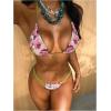 image:imageWomens 3 Piece Floral Bikini Sets Halter Bras and Thongs with Tie Front Skirts Summer BeachwearMulticolor