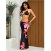image:imageWomens 3 Piece Floral Swimsuit Halter Triangle String Bikini with Bodycon Beach Skirts Cover UpBlack