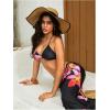 image:imageWomens 3 Piece Floral Swimsuit Halter Triangle String Bikini with Bodycon Beach Skirts Cover UpBlack