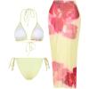 image:imageWomens 3 Piece Floral Swimsuit Halter Triangle String Bikini with Bodycon Beach Skirts Cover UpChampagne