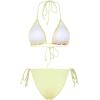image:imageWomens 3 Piece Floral Swimsuit Halter Triangle String Bikini with Bodycon Beach Skirts Cover UpChampagne