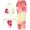 image:imageWomens 3 Piece Floral Swimsuit Halter Triangle String Bikini with Bodycon Beach Skirts Cover UpChampagne