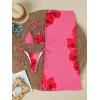 image:imageWomens 3 Piece Floral Swimsuit Halter Triangle String Bikini with Bodycon Beach Skirts Cover UpFloral Hot Pink