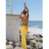 image:imageWomens 3 Piece Floral Swimsuit Halter Triangle String Bikini with Bodycon Beach Skirts Cover UpLight Yellow