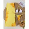 image:imageWomens 3 Piece Floral Swimsuit Halter Triangle String Bikini with Bodycon Beach Skirts Cover UpLight Yellow