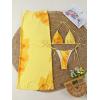 image:imageWomens 3 Piece Floral Swimsuit Halter Triangle String Bikini with Bodycon Beach Skirts Cover UpLight Yellow