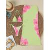 image:imageWomens 3 Piece Floral Swimsuit Halter Triangle String Bikini with Bodycon Beach Skirts Cover UpMint Green