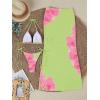 image:imageWomens 3 Piece Floral Swimsuit Halter Triangle String Bikini with Bodycon Beach Skirts Cover UpMint Green