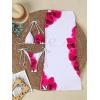 image:imageWomens 3 Piece Floral Swimsuit Halter Triangle String Bikini with Bodycon Beach Skirts Cover UpWhite and Red