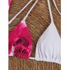 image:imageWomens 3 Piece Floral Swimsuit Halter Triangle String Bikini with Bodycon Beach Skirts Cover UpWhite and Red