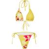 image:imageWomens 3 Piece Floral Swimsuit Halter Triangle String Bikini with Bodycon Beach Skirts Cover UpYellow and Pink