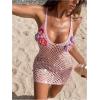 image:imageWomens 3D Floral Crochet Mini Dress Hollow Out Cami Dress Bikini Coverup Dresses BeachwearPink