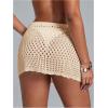 image:imageWomens Bathing Suit Cover Up Crochet Beach Skirt Knit Drawstring Sheer Mesh Swim Coverups SwimwearApricot