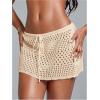 image:imageWomens Bathing Suit Cover Up Crochet Beach Skirt Knit Drawstring Sheer Mesh Swim Coverups SwimwearApricot