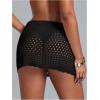 image:imageWomens Bathing Suit Cover Up Crochet Beach Skirt Knit Drawstring Sheer Mesh Swim Coverups SwimwearBlack