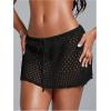 image:imageWomens Bathing Suit Cover Up Crochet Beach Skirt Knit Drawstring Sheer Mesh Swim Coverups SwimwearBlack