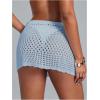 image:imageWomens Bathing Suit Cover Up Crochet Beach Skirt Knit Drawstring Sheer Mesh Swim Coverups SwimwearBlue