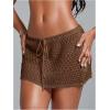 image:imageWomens Bathing Suit Cover Up Crochet Beach Skirt Knit Drawstring Sheer Mesh Swim Coverups SwimwearCoffee Brown